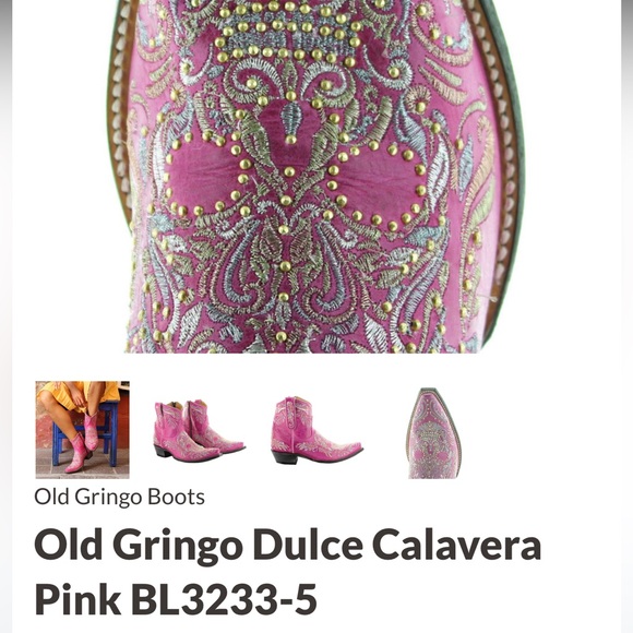 Old Gringo Pink Cowboy Skull Boots 9.5 NEW Dulce Calavera Stud - Picture 14 of 16